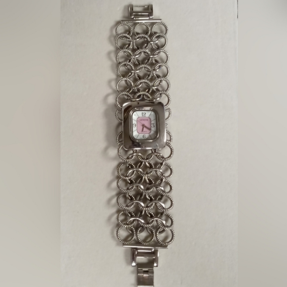 Geneva Silver Chain Bracelet Watch
